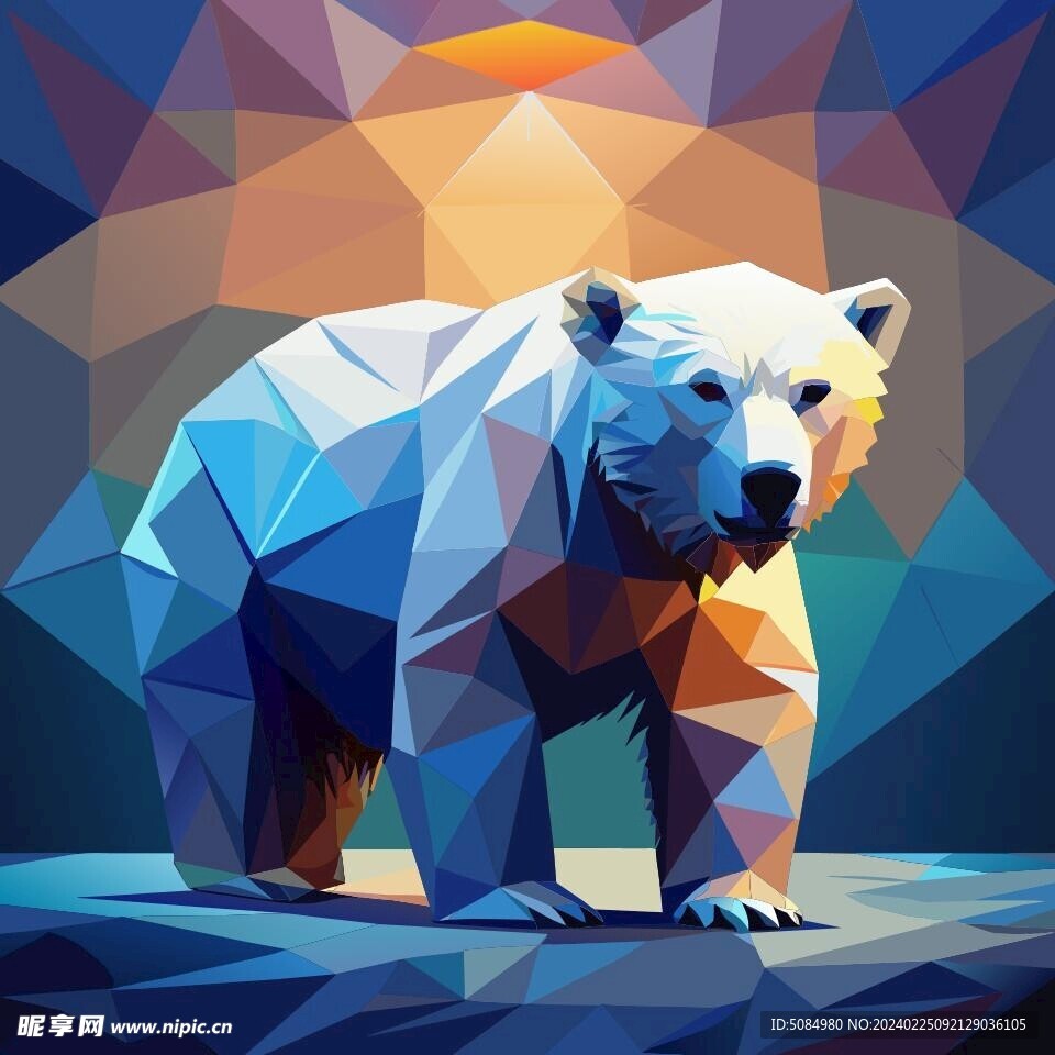 赛博风格的北极熊