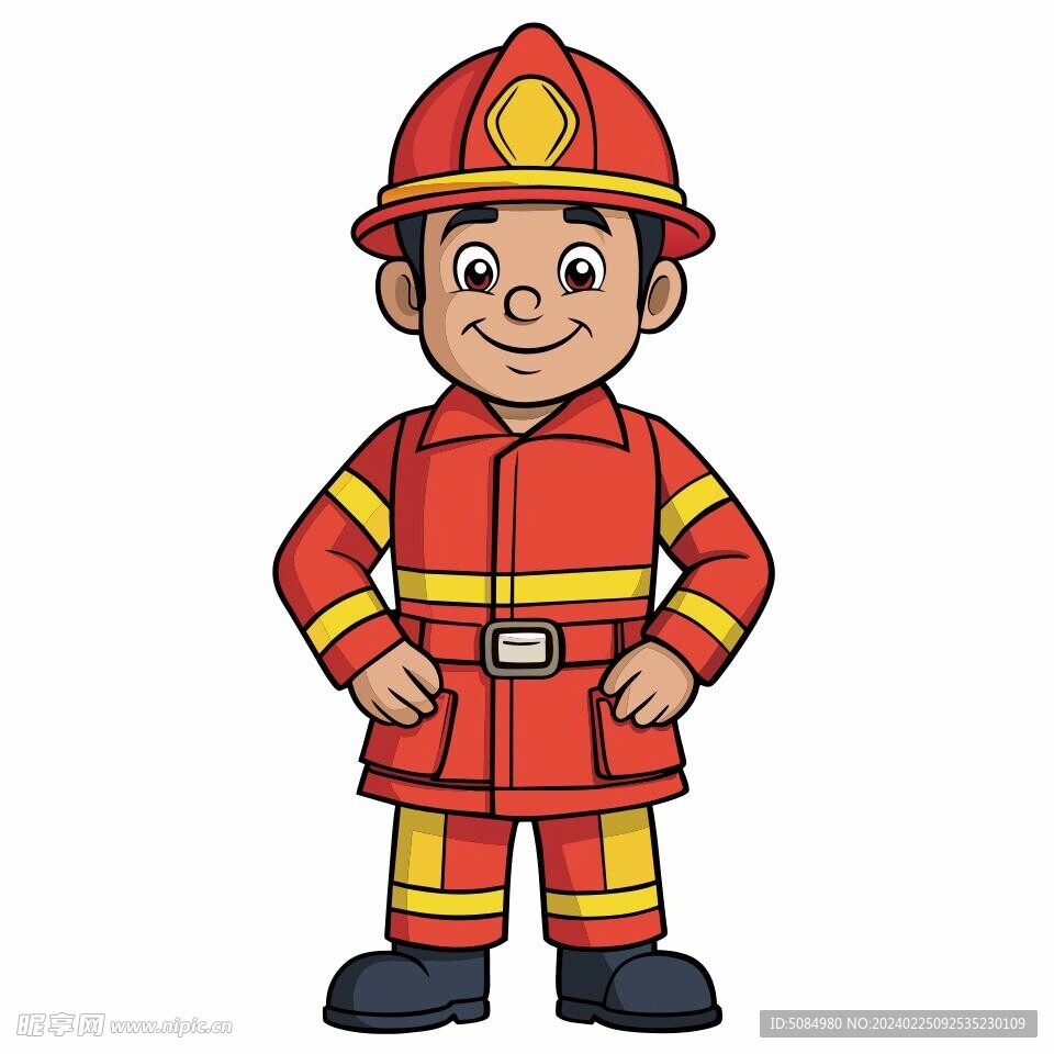 卡通风格消防员