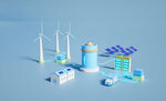 太阳能电池板风能新能源3D
