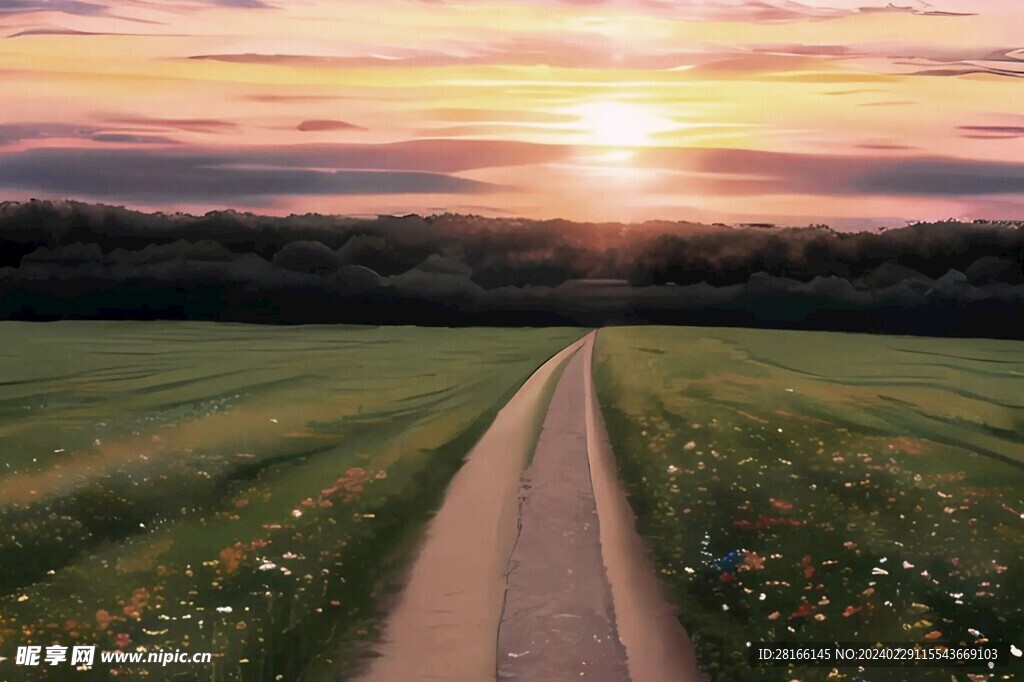 自然風(fēng)景夕陽落下