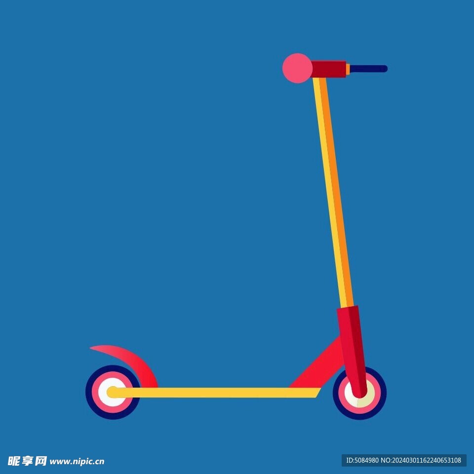 滑板車平面插圖