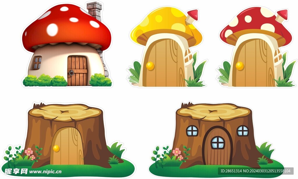 舞台道具 蘑菇屋树墩房子卡通