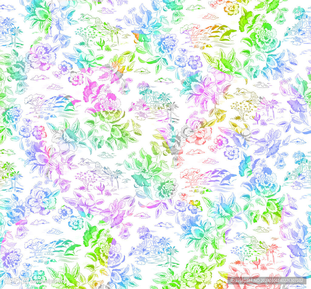 彩色花