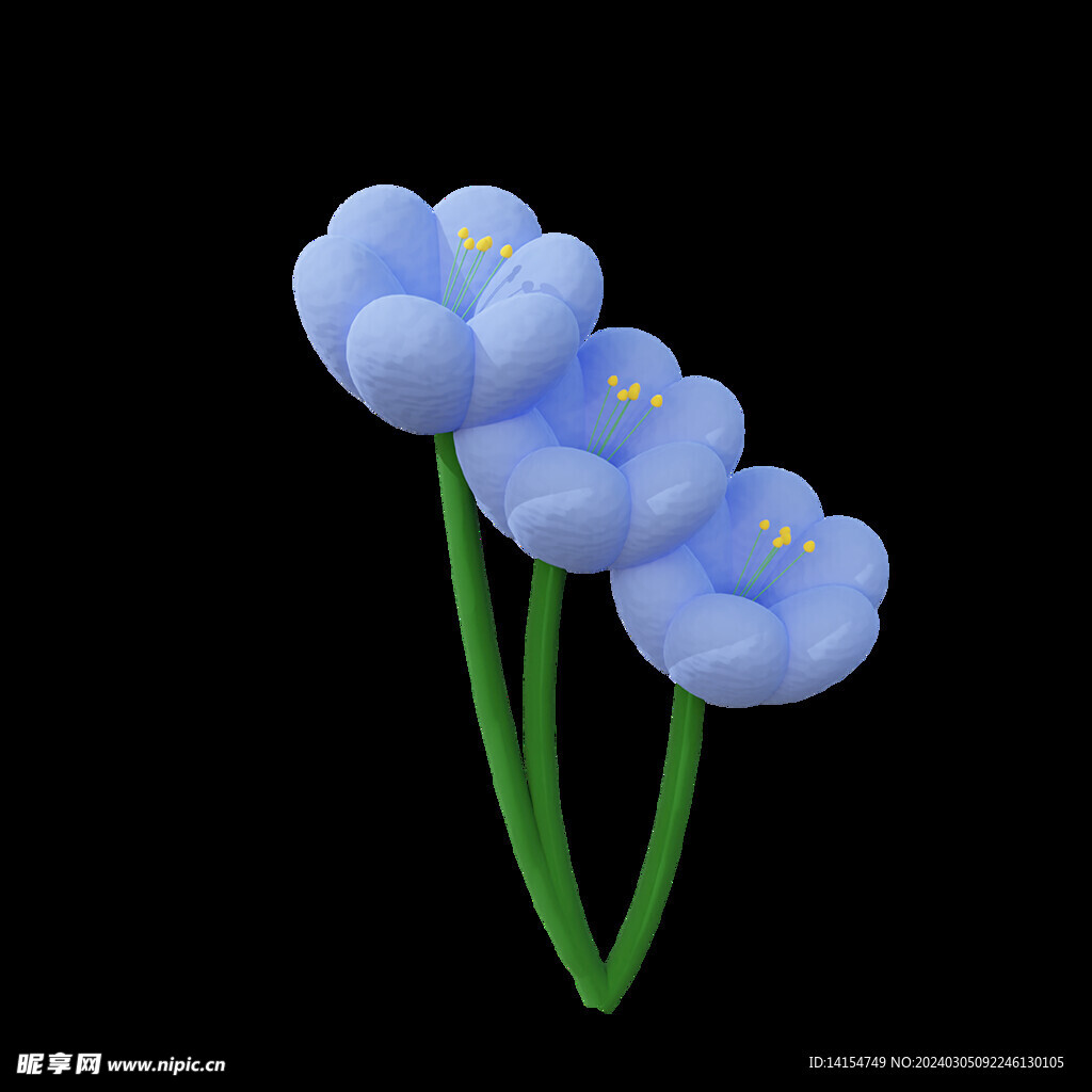3d立體粉色黏土花模型