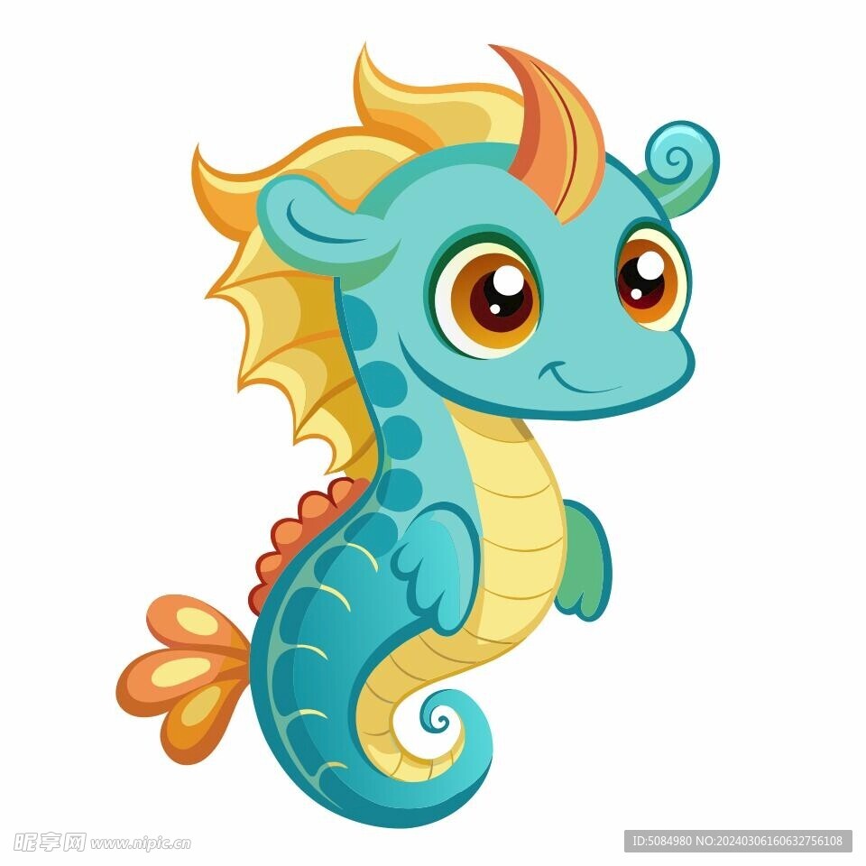 卡通風(fēng)格的幼小的海馬