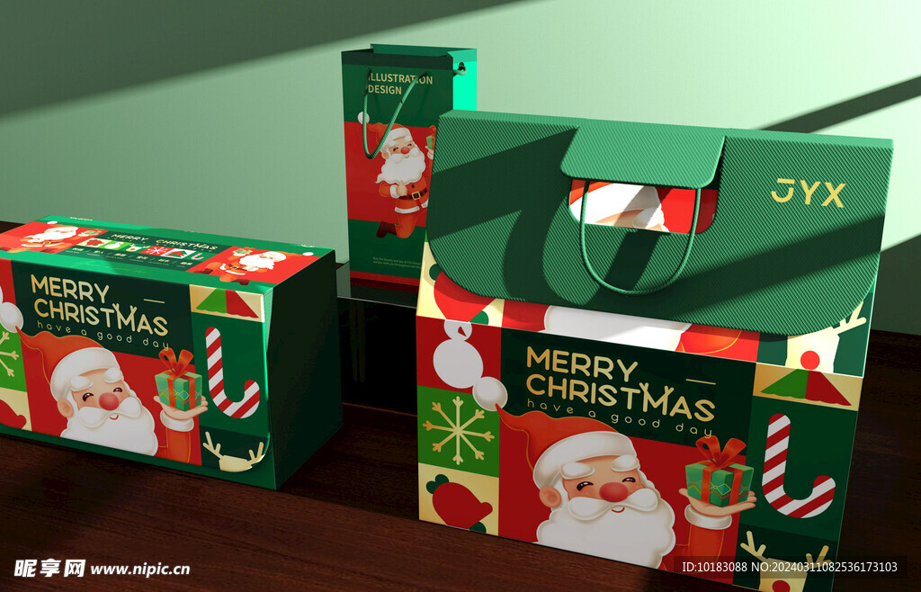 圣诞节礼品包装盒3D图