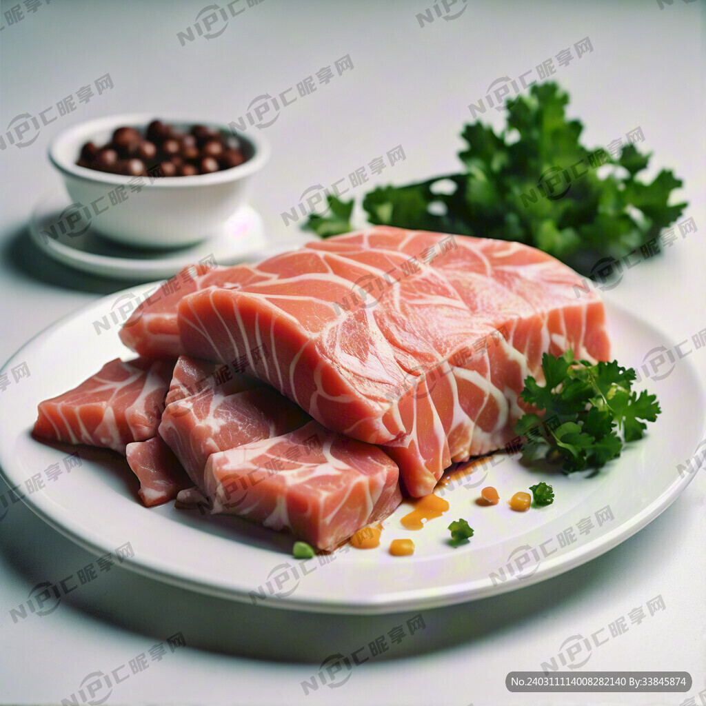 一個白色的盤子裝切好的生鮮魚肉