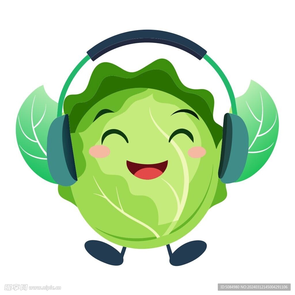 戴耳機聽音樂的白菜