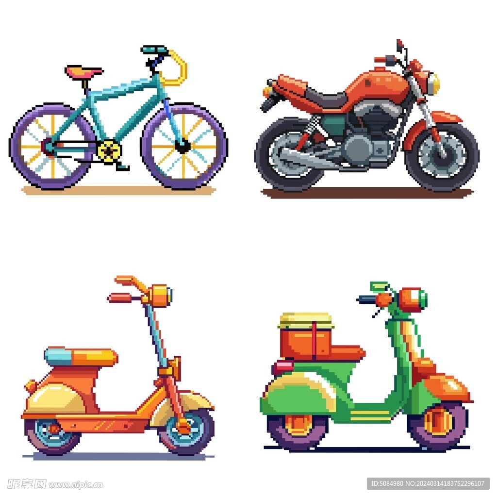 像素风格自行车 摩托车组图