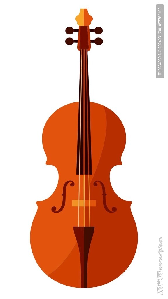 平面插图风格的大提琴