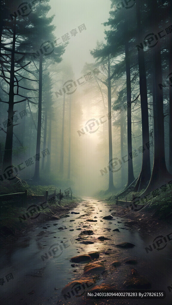 森林小路 濃霧