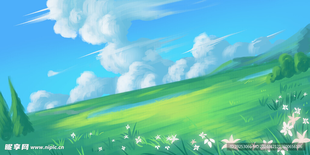 天空草地背景