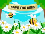 蜜蜂花朵卡通插画