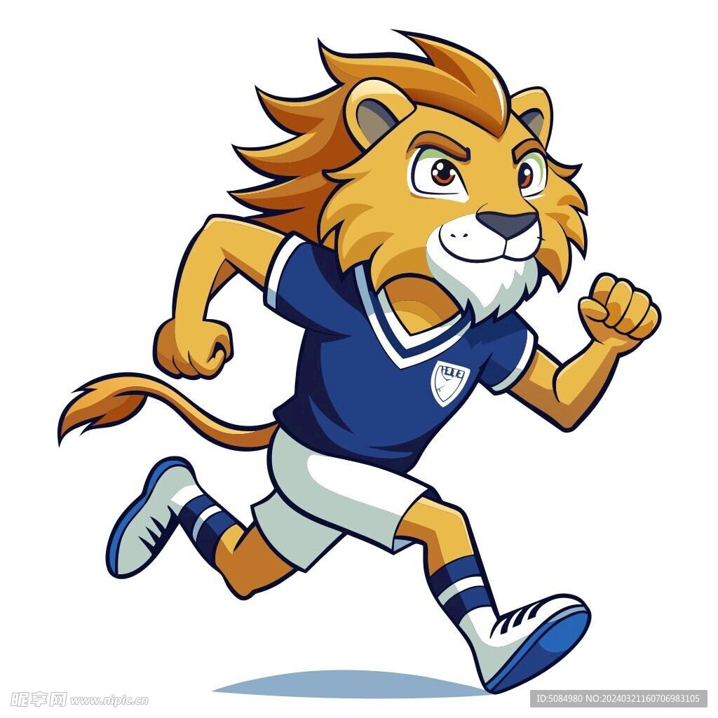 穿着运动服跑步的狮子