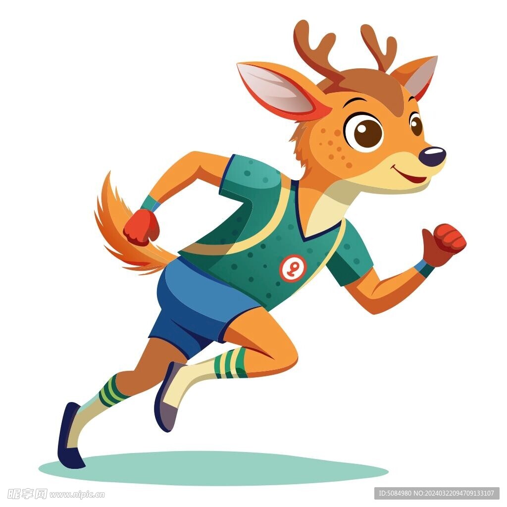 穿着运动服跑步的梅花鹿