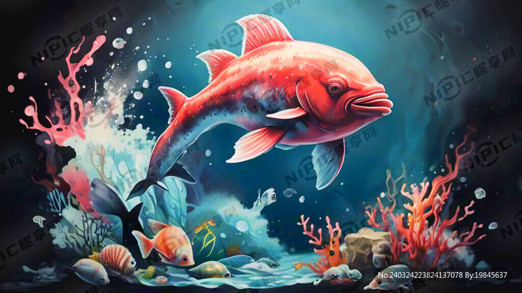 海洋涂鴉  海魚 海豚