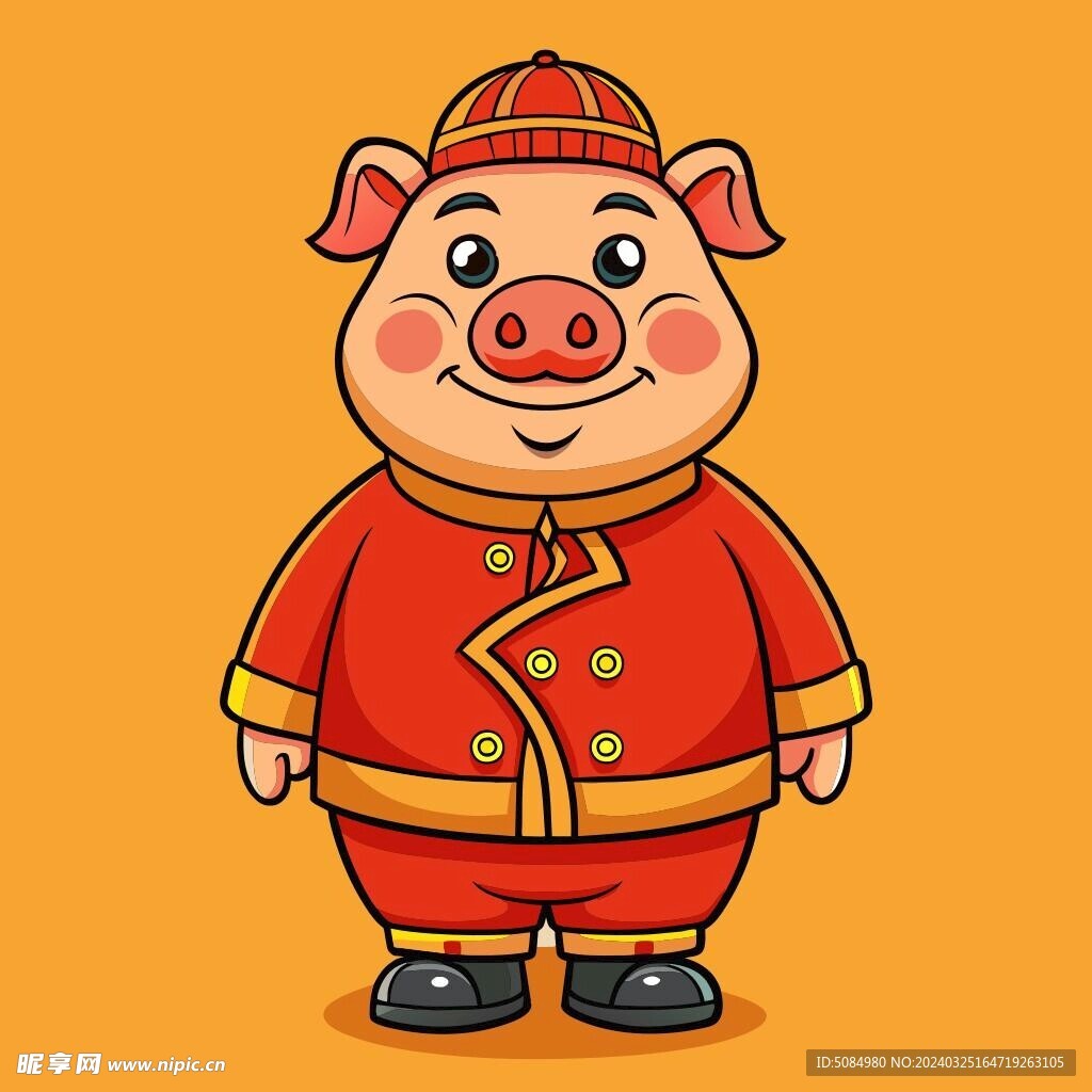 猪年素材 穿唐装的卡通猪