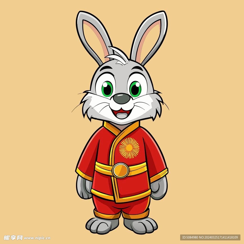 兔年素材 穿唐装的卡通兔