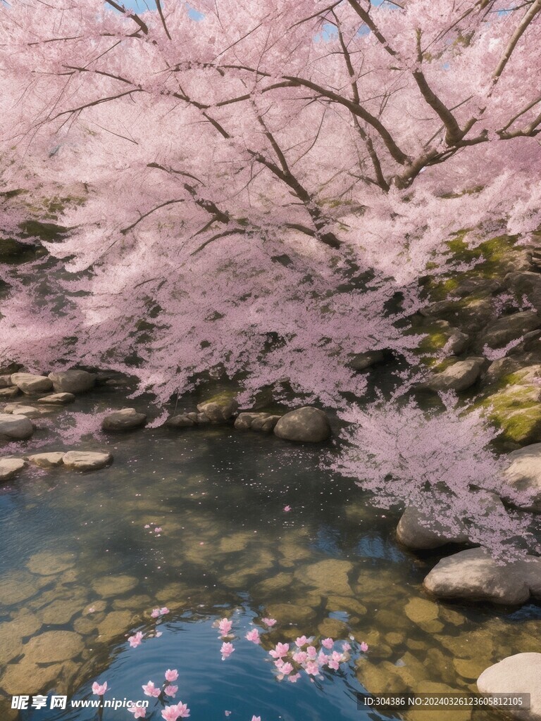 河岸上的樱花