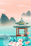中国风山水插画背景
