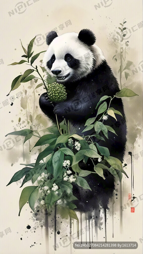 熊貓拿著花椒