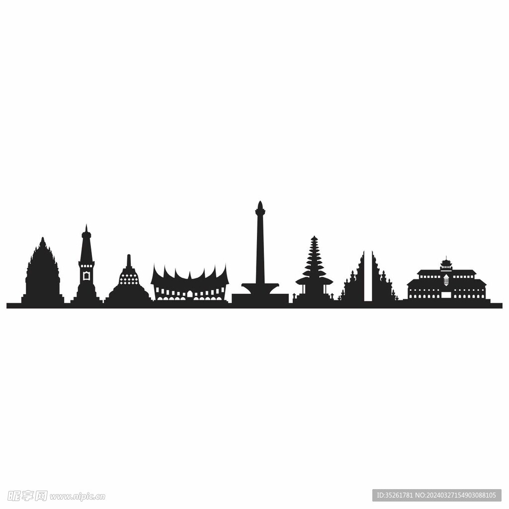 印尼建筑物剪影