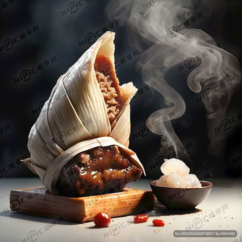 排骨粽子 粽子冒著熱氣 高清