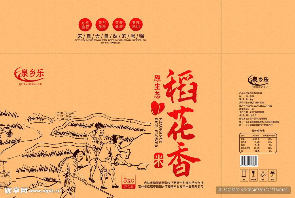 稻花香大米包裝黃箱