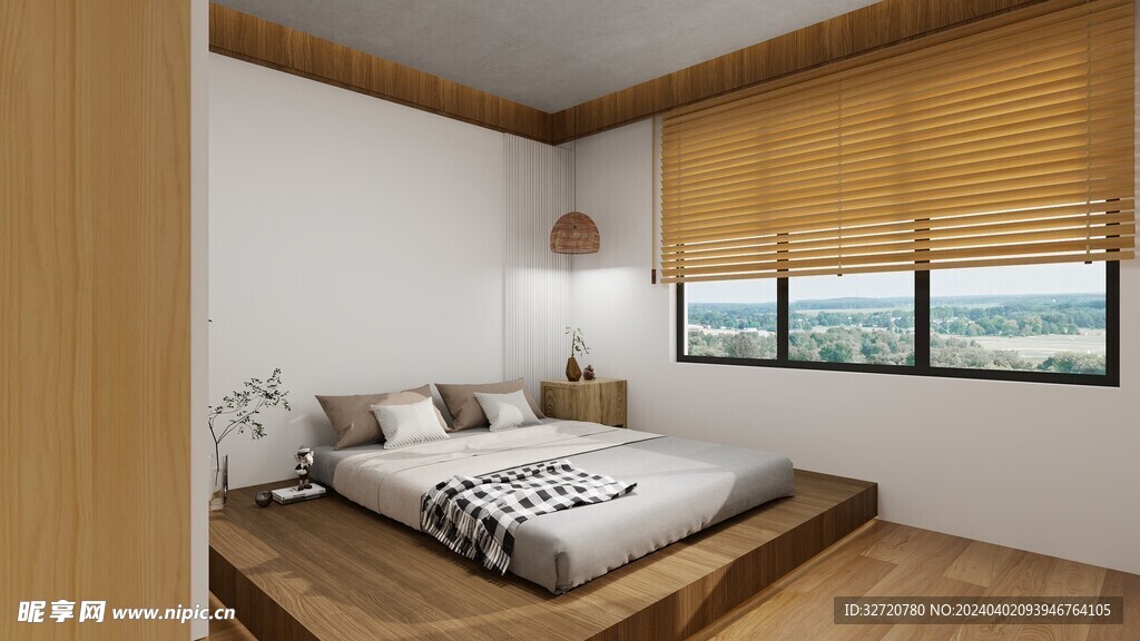 日式风主卧卧室设计效果图