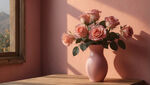 玫瑰花束花瓶粉红色