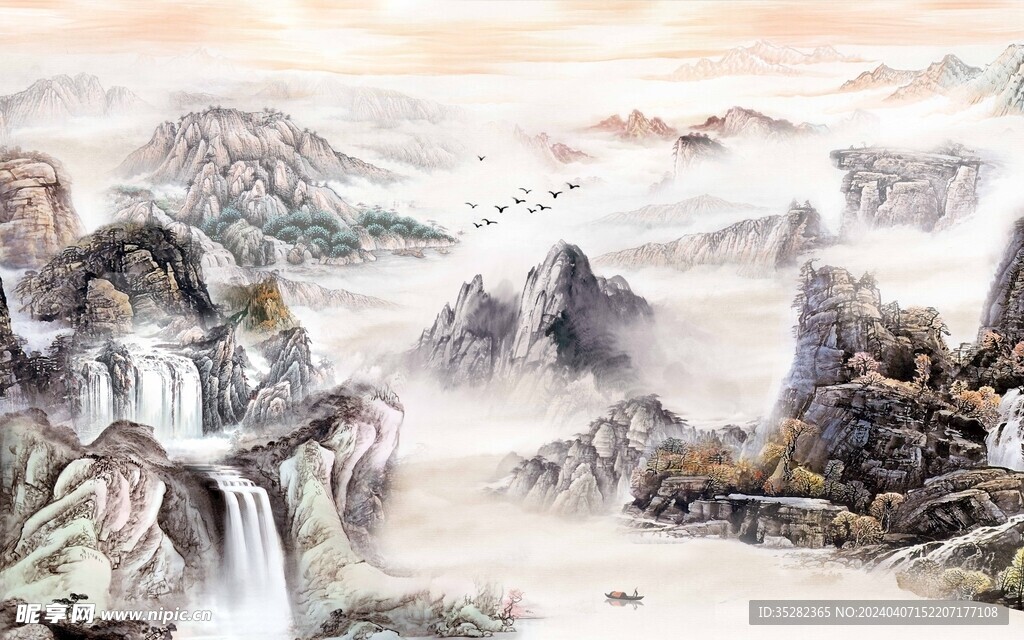 中式山水背景