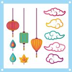 中国风灯笼云朵图片素材