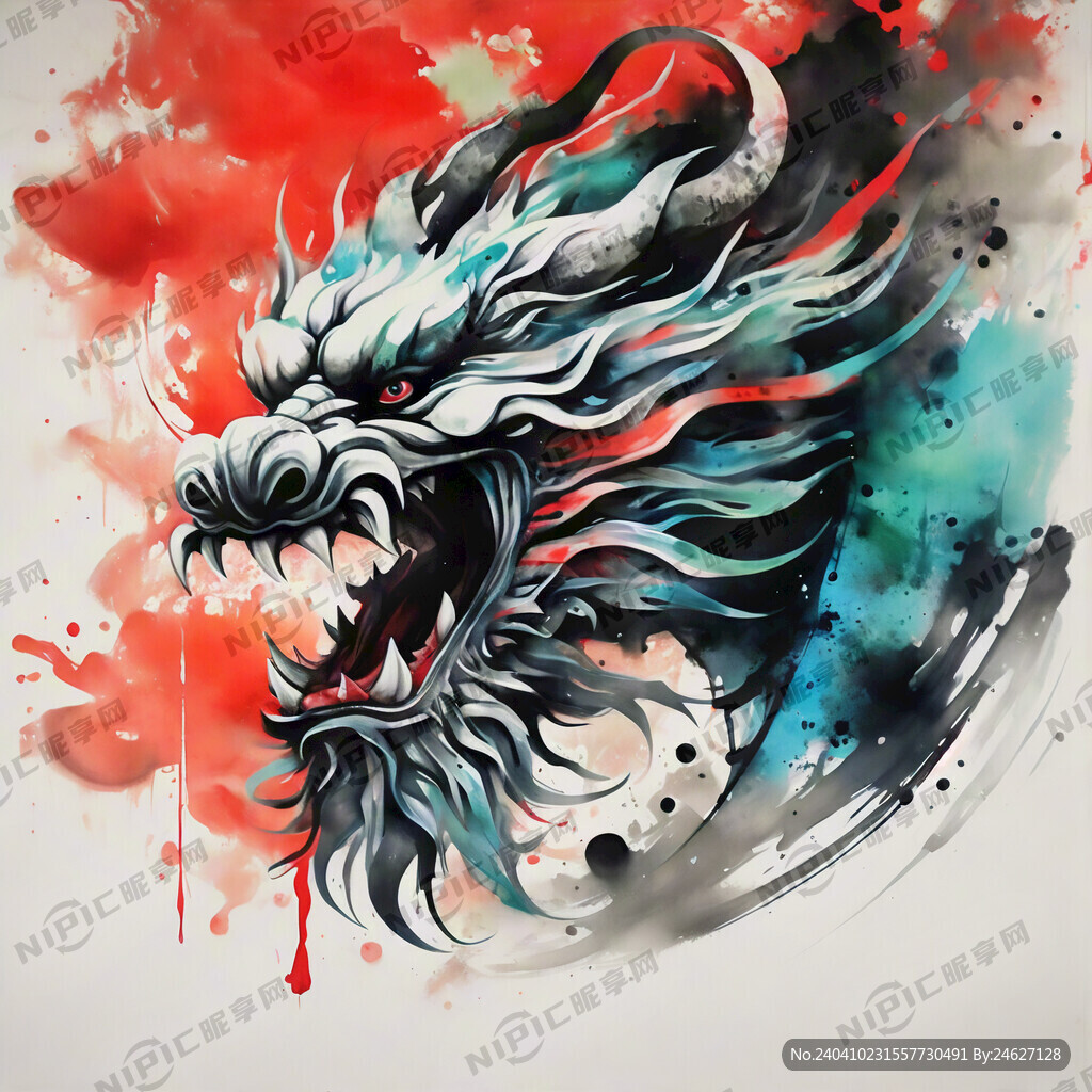 龍 水墨 抽象