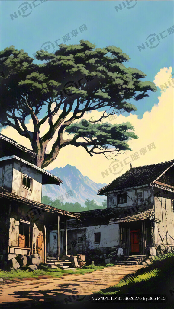 山里有一些佤族房屋 遠景