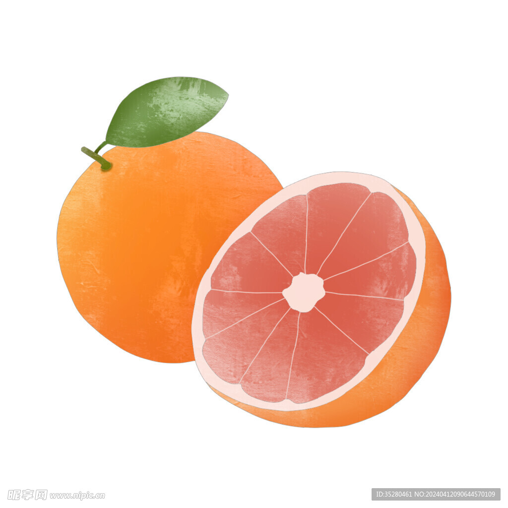 创意卡通手绘新鲜水果柚子元素
