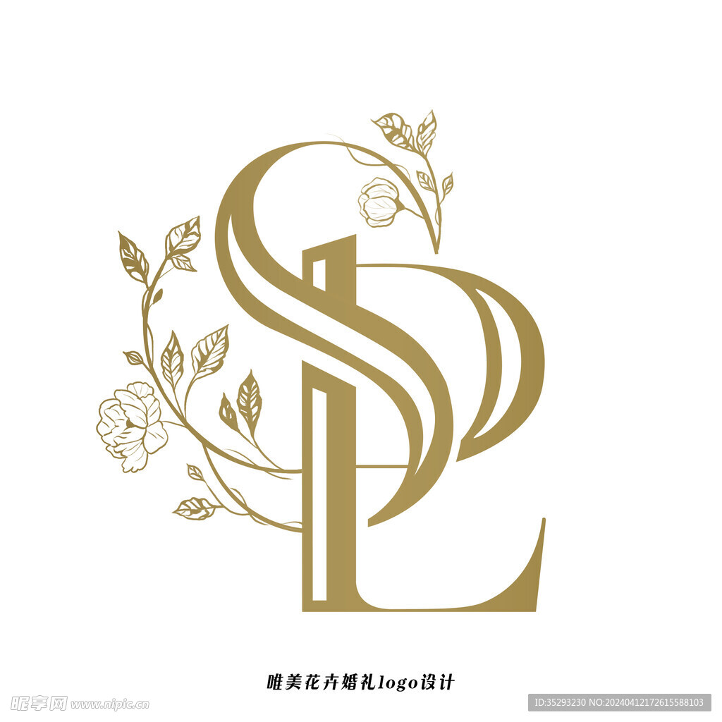 唯美花卉婚礼logo设计