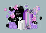 黑粉紫蝴蝶生日