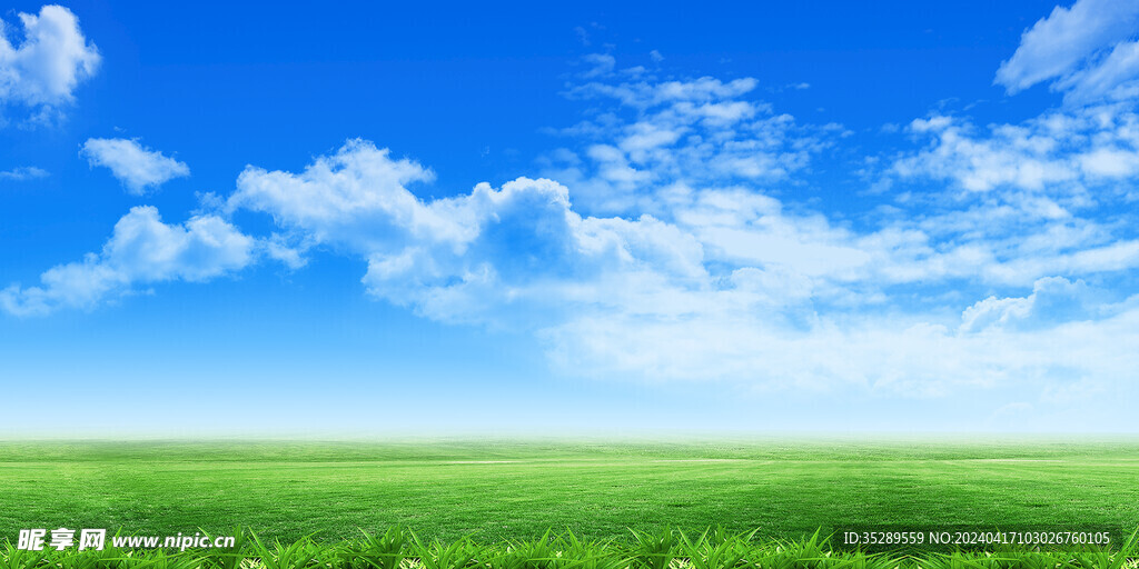 蓝天白云绿草地