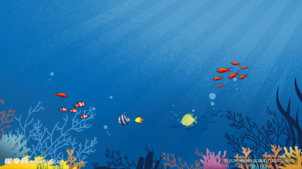 海洋世界海底生物插画背景