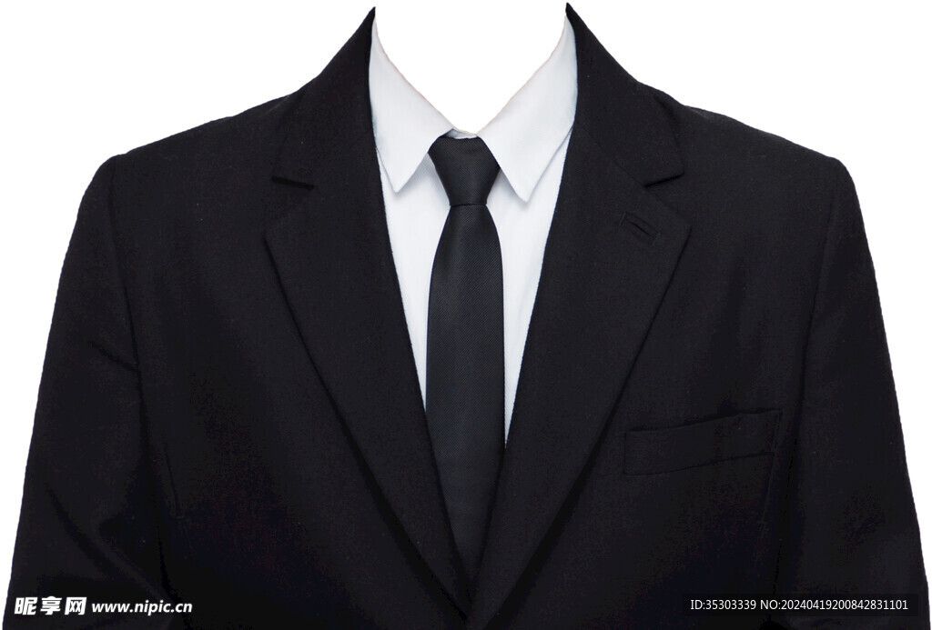 黑西装白衬衫黑领带男证件照