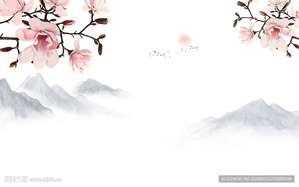 玉蘭山水背景墻
