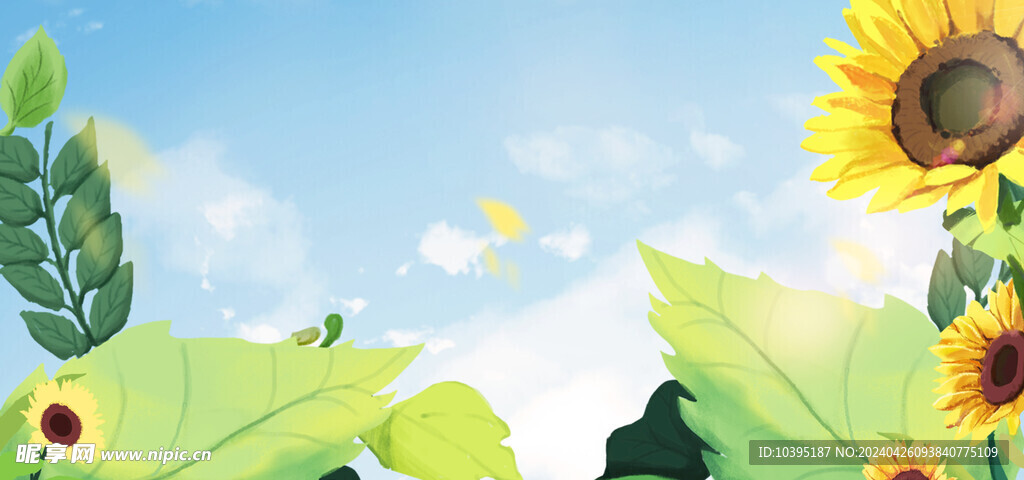 淘宝61儿童节向日葵手绘背景