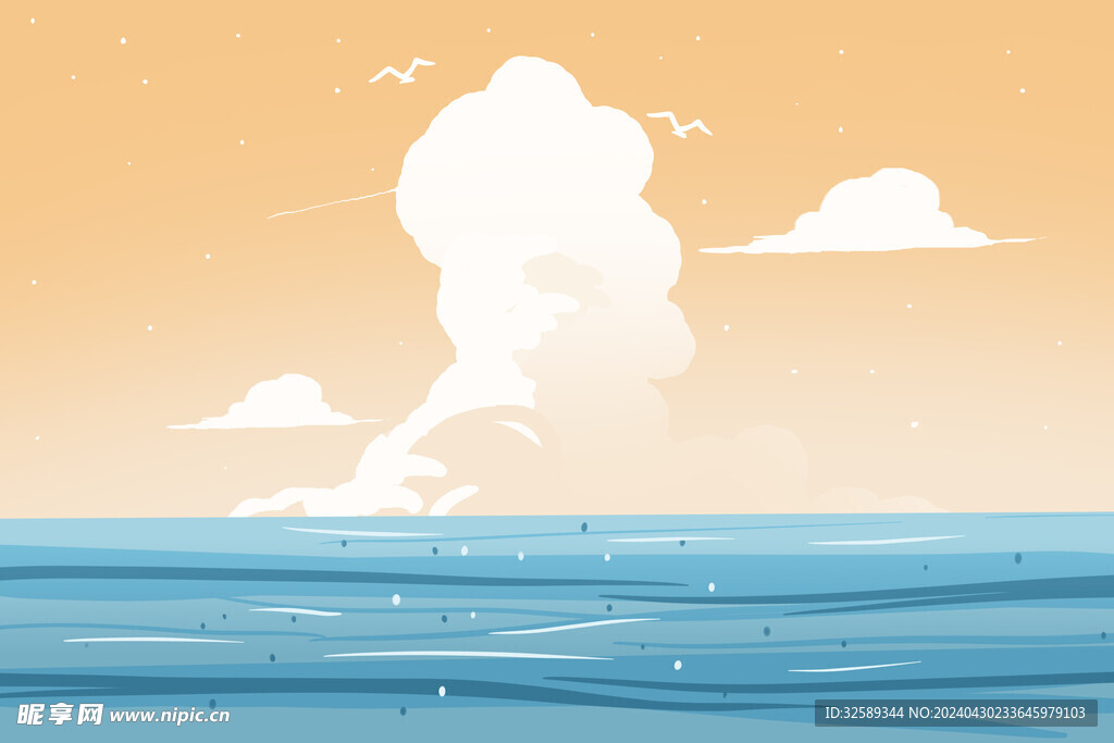 手繪海景插畫