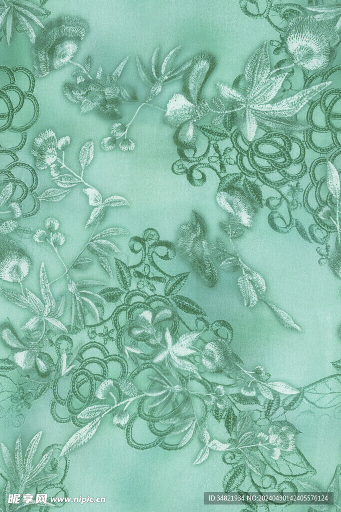 綠色刺繡
