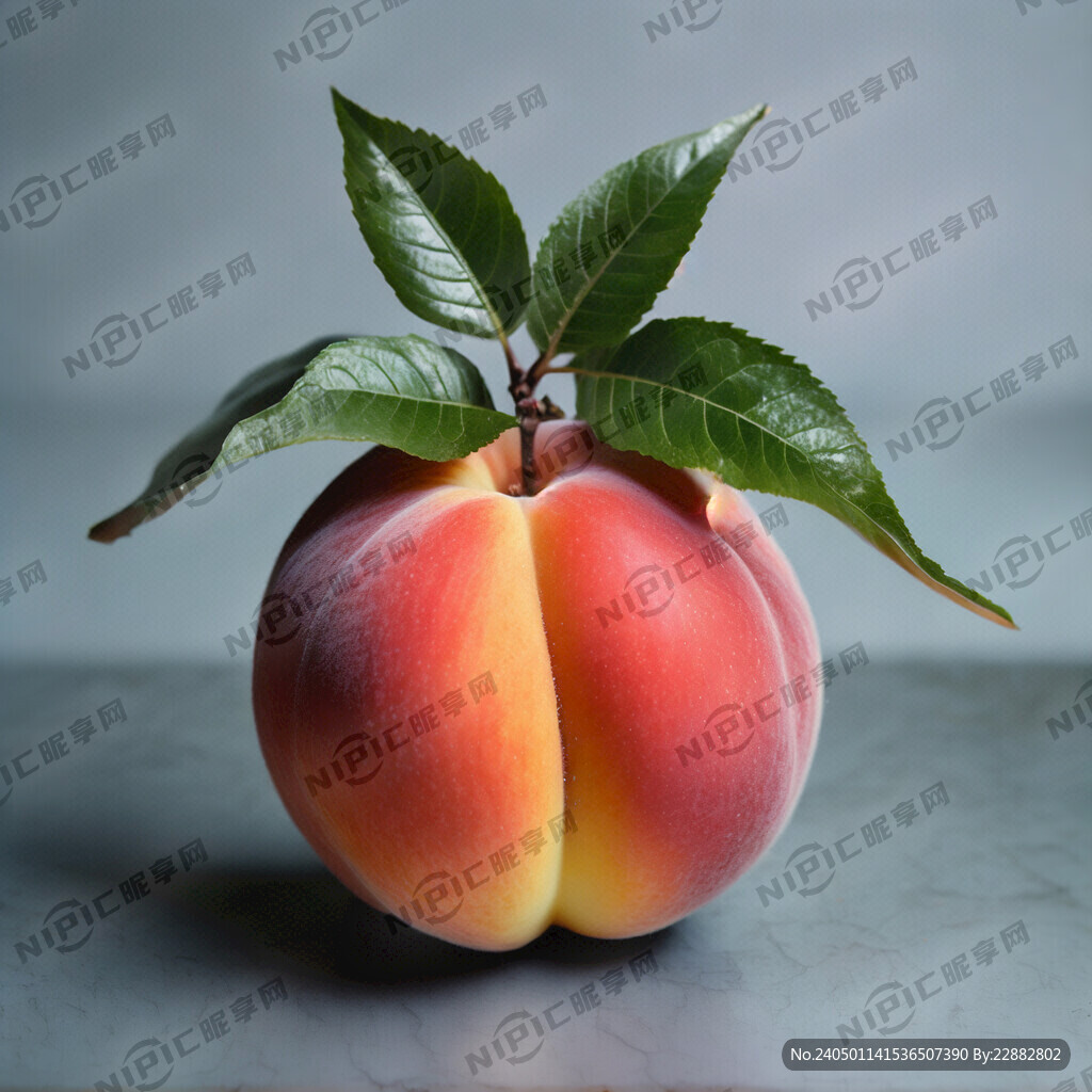 帶葉子的桃子