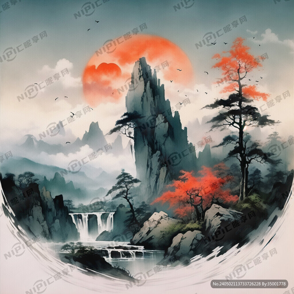 山谷 中國(guó)風(fēng) 中國(guó)畫 山水