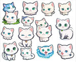 可爱猫猫矢量卡通形象贴纸设计