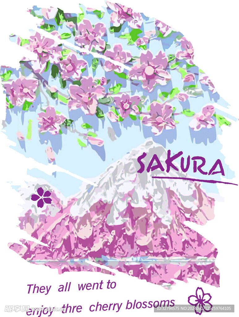 水彩畫山花