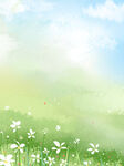 绿色清新春天花朵花卉水彩背景