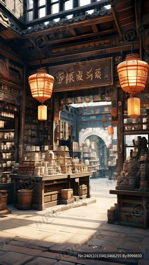 唐朝古代商店 場景開闊